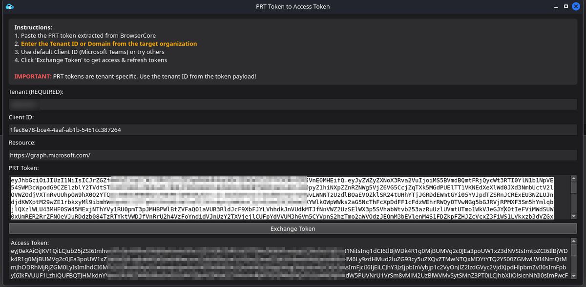 PRT token handling